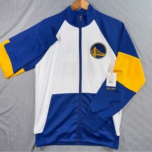 Golden State Warriors Jacket Mens Small White Blue NBA Basketball Full Zip G-III